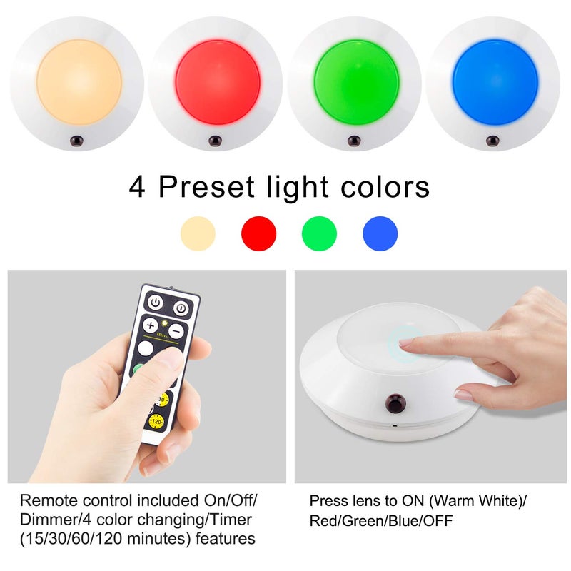 BIGLIGHT Color Changing Ceiling Light Battery Operated, Dimmable Shower Light with Timer, Wireless Puck Light Indoor for Entrance Bathroom Stair Wall Hallway Pantry Laundry Closet - Image 2